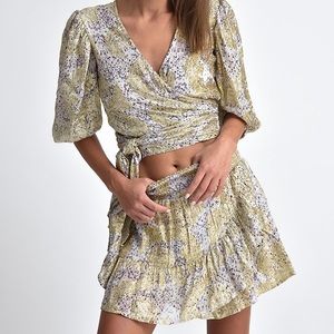 Gold glitter 2 piece set party outfit skirt and top